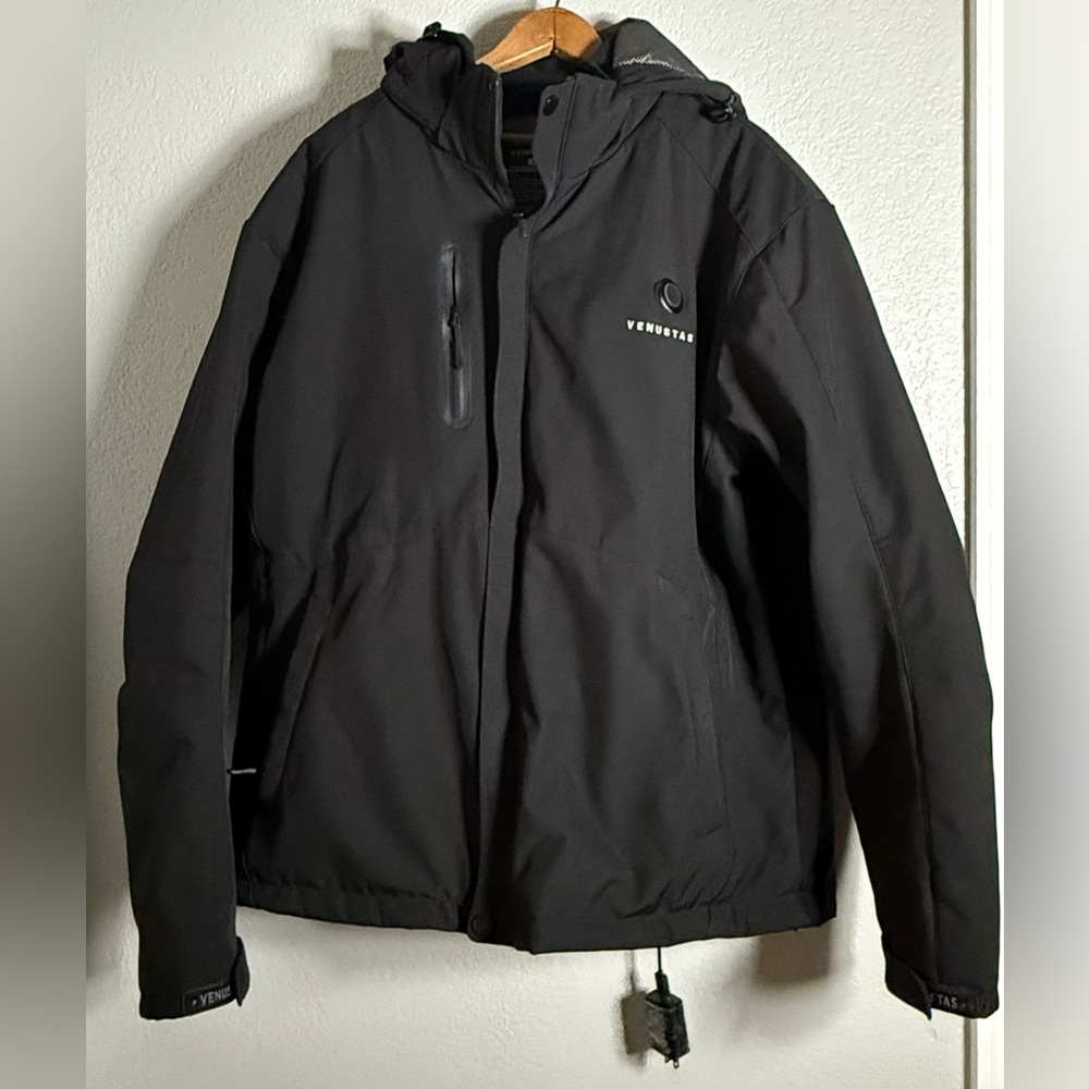 Venustas Men’s Heated Jacket XL Black NWOT Battery Included 10000mAh Power Bank